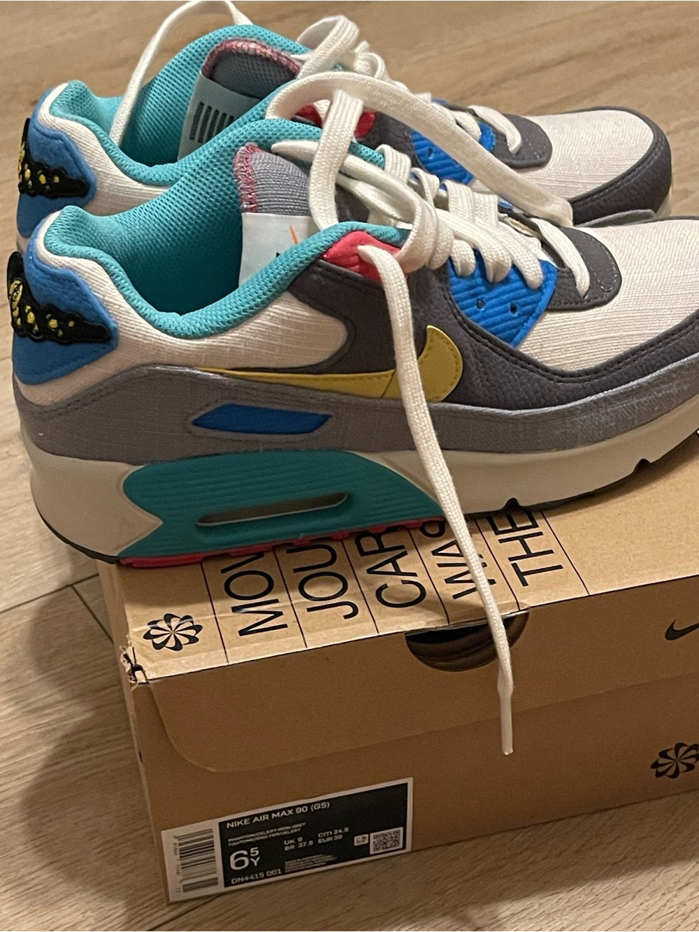 Nike Kids Air Max-Style Sneakers in Yellow, Blue & Gray - Picture 5 of 9